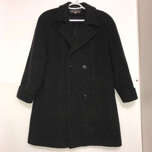 Guiliana Pebble Grey Wool Marled Trench Coat